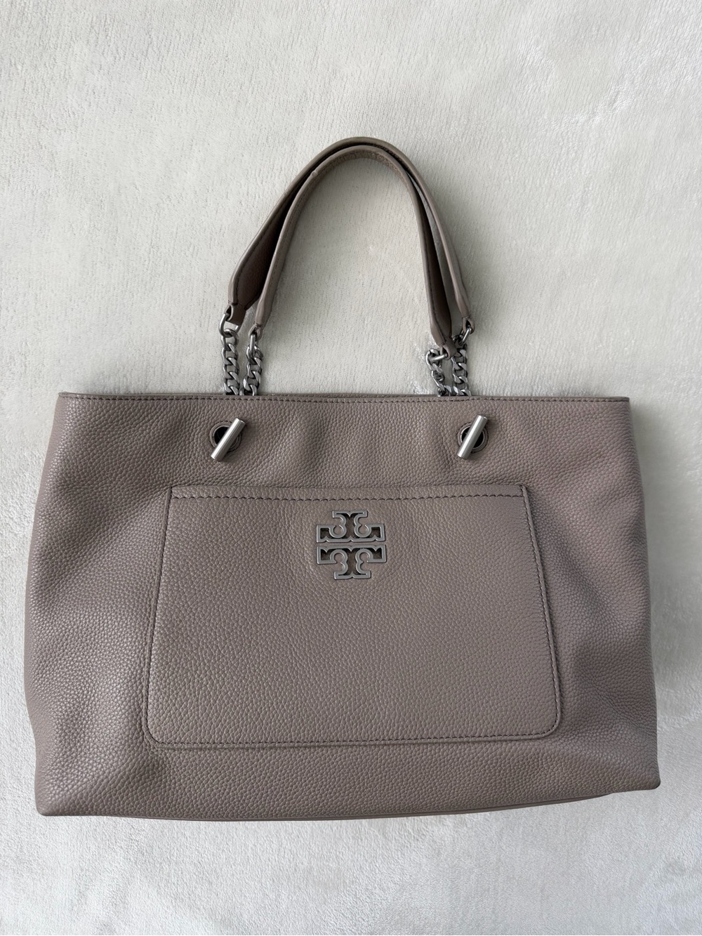 Tory Burch Pebbled Leather Ivy Tote in Taupe